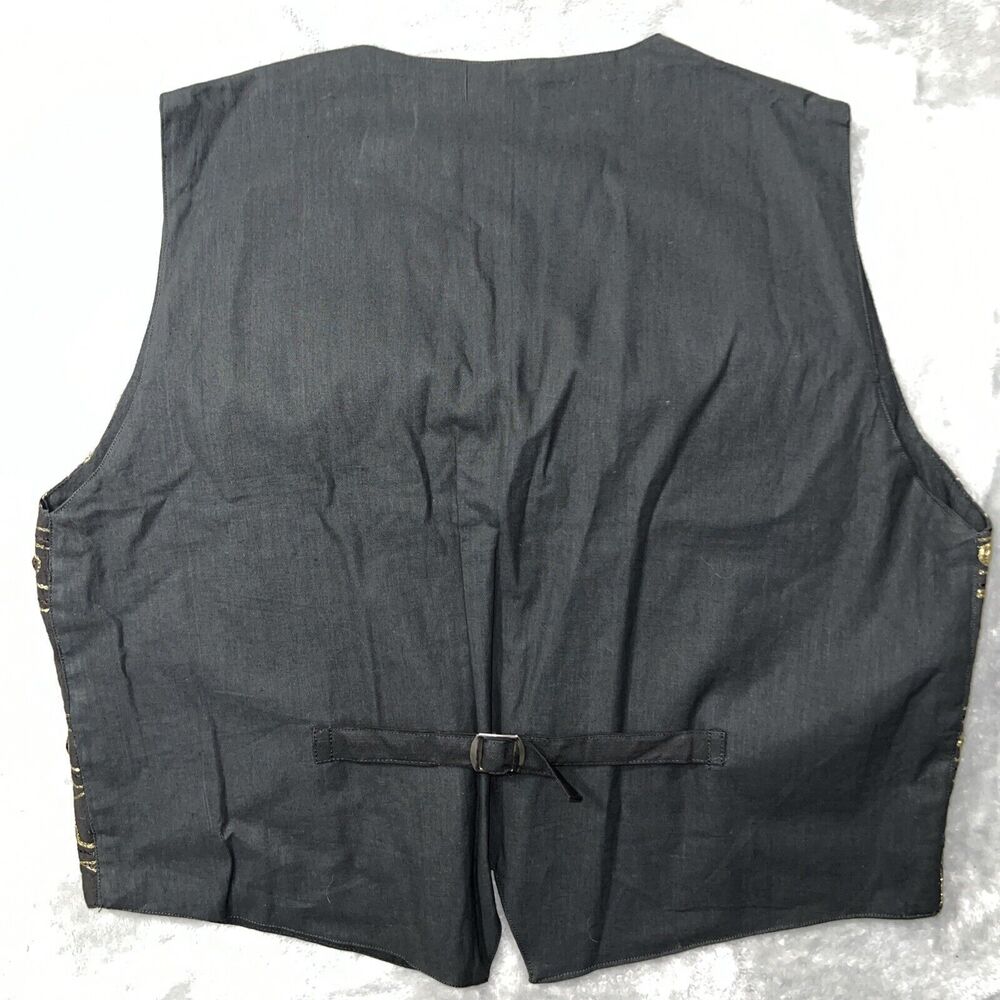 Jou Jou Vintage Womens M Vest Embellish Pockets Gold Metallic Thread Buckle Back - Picture 2 of 13